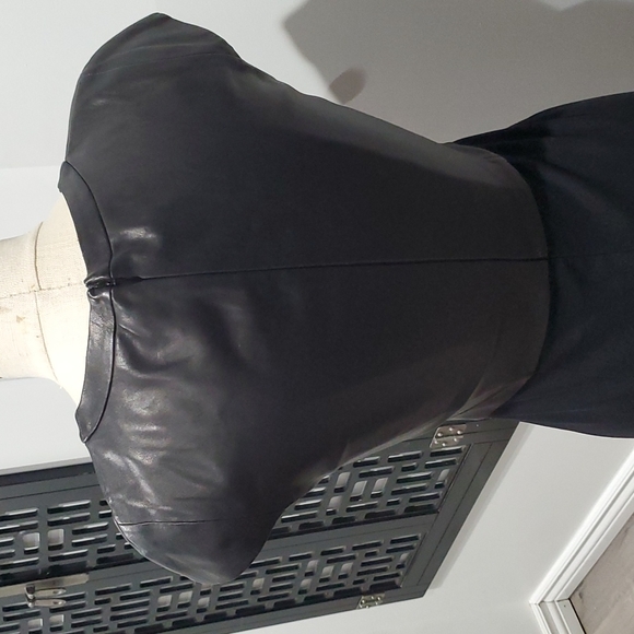 Theory Jada Leather Cap Sleeve Jersey Shealth Dress Size 2 - Picture 6 of 10